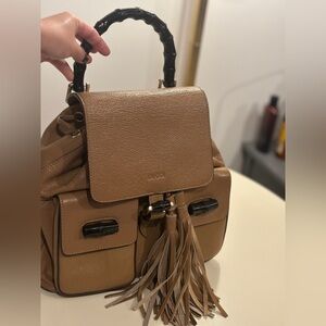 Gucci Tan Leather Backpack